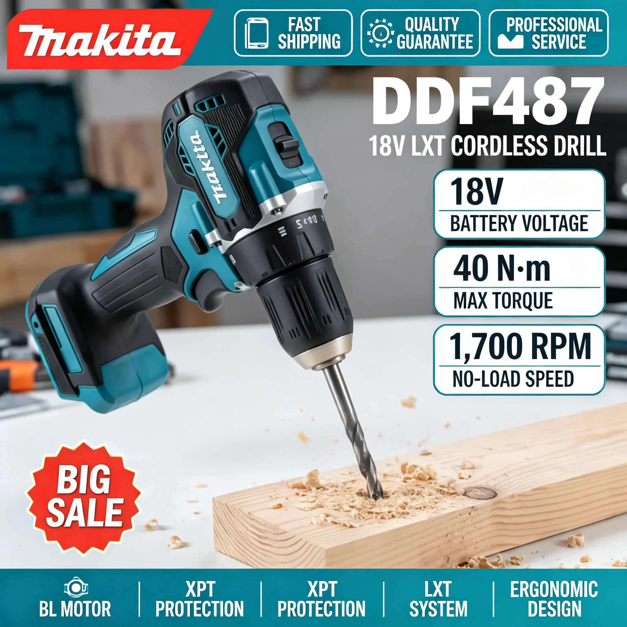 Home Improvement Items - Taladro inalámbrico Makita DDF487 de 18